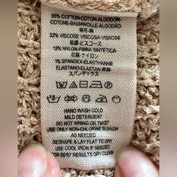 Free People M Slouchy roll down shoulder apricot sweater - Picture 9 of 9